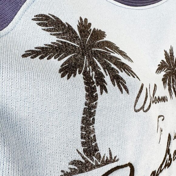 Zoe Karssen XS Oversized Two Tone Welcome To Paradise Short Sleeve Sweatshirt - Picture 7 of 9